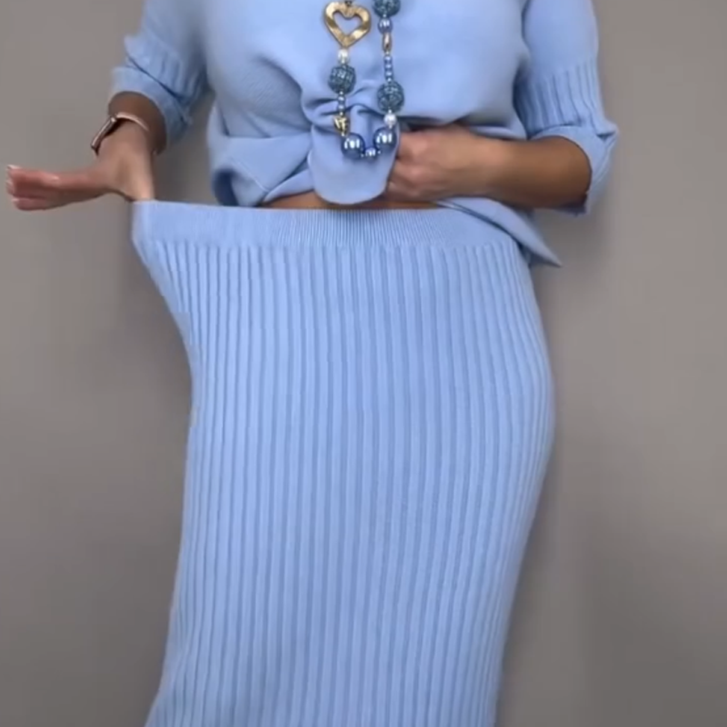 🔈🔈60% de réduction⏰Ensemble 2 pièces pull en maille élégant et jupe midi👚👗