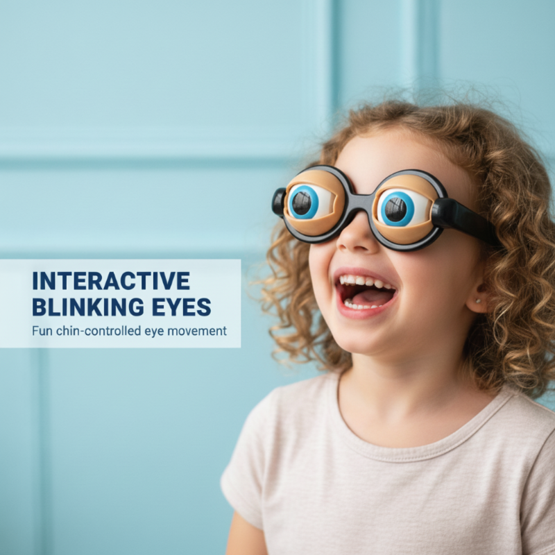👀 Lunettes à cordon pour faire des clins d'œil | 🎉 Fêtes d'anniversaire / jeux de rôle / fêtes de fin d'année – Un cordon au niveau du menton permet de contrôler les clins d'œil, pour faire rire tout le monde