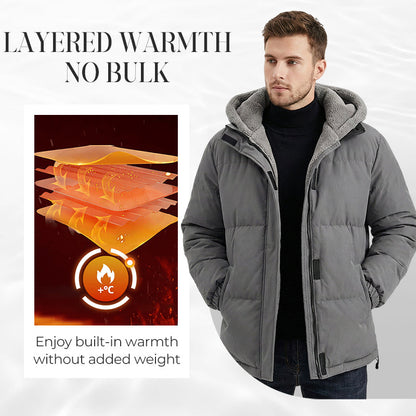 📢📢 60 % DE RÉDUCTION !! ✨Manteau à capuche doublé thermique, résistant au froid et au vent pour homme
