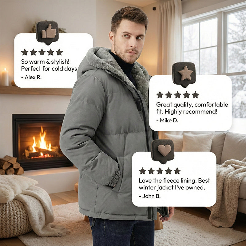📢📢 60 % DE RÉDUCTION !! ✨Manteau à capuche doublé thermique, résistant au froid et au vent pour homme