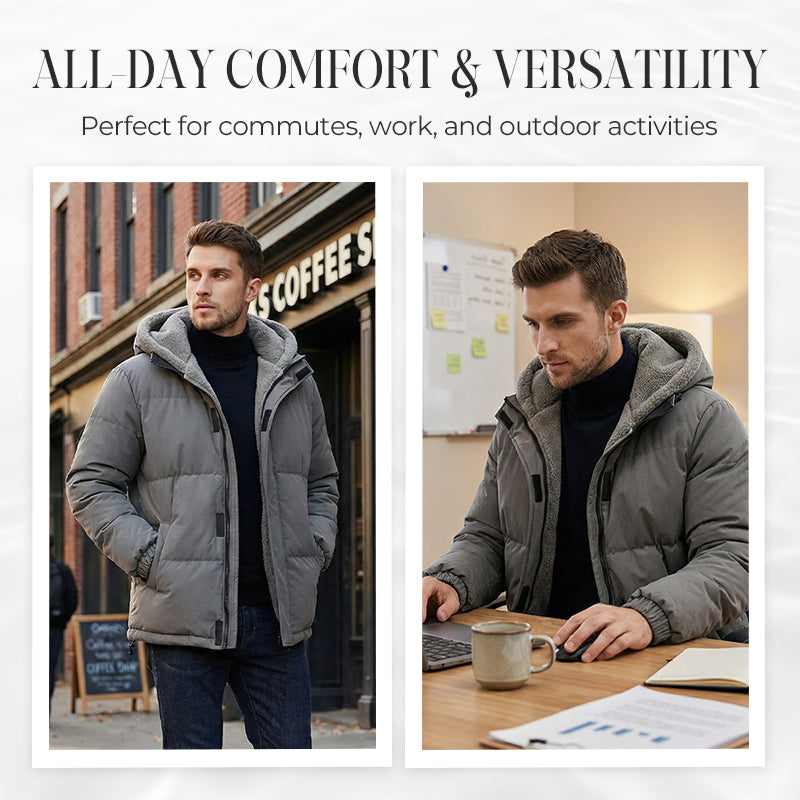 📢📢 60 % DE RÉDUCTION !! ✨Manteau à capuche doublé thermique, résistant au froid et au vent pour homme
