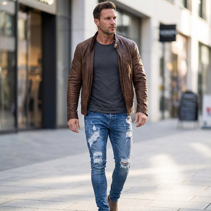 👖60 % DE RÉDUCTION ! 🔥 Jean skinny délavé stylé pour homme – Coupe slim fuselée, coton respirant et détails déchirés tendance