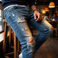 👖60 % DE RÉDUCTION ! 🔥 Jean skinny délavé stylé pour homme – Coupe slim fuselée, coton respirant et détails déchirés tendance
