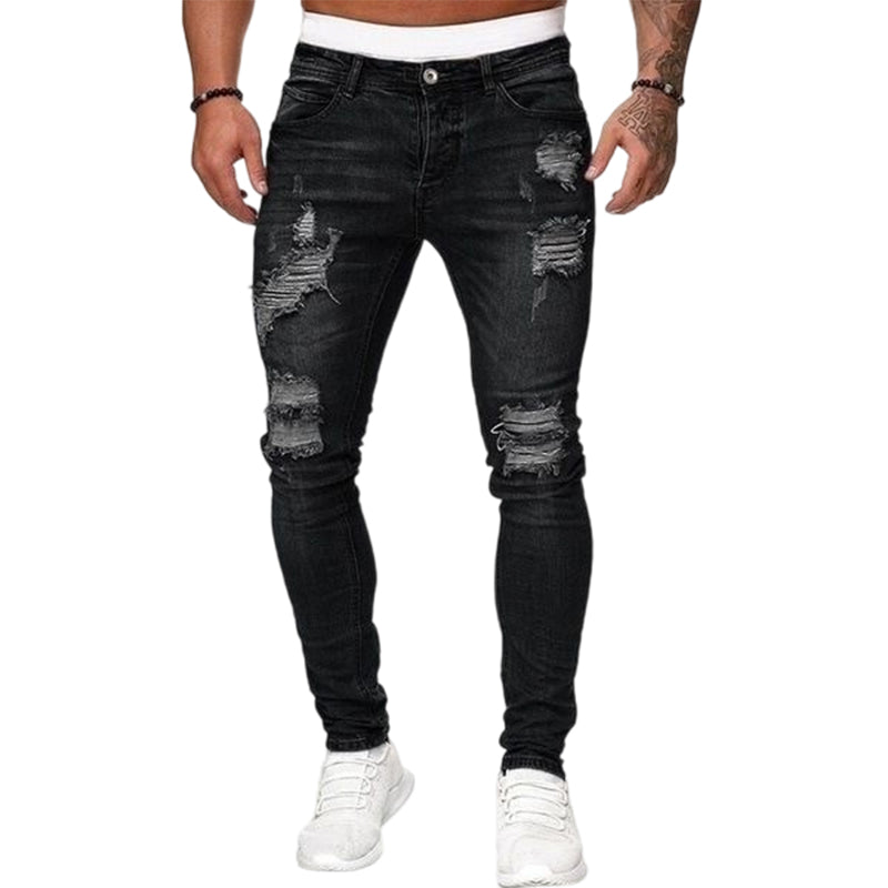 👖60 % DE RÉDUCTION ! 🔥 Jean skinny délavé stylé pour homme – Coupe slim fuselée, coton respirant et détails déchirés tendance
