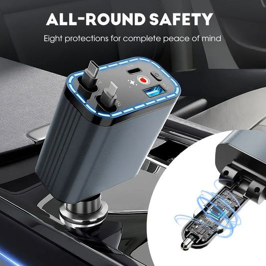 🔋 50% DE RÉDUCTION! 🚗 Chargeur de Voiture Ultra-Rapide avec Câbles Rétractables & Ambiance Lumineuse Étoilée – Charge Rapide, Design Pratique & Parfait Pour Les Déplacements Quotidiens 🌟