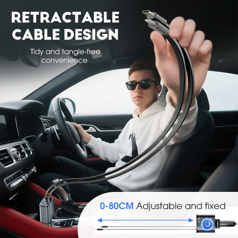 🔋 50% DE RÉDUCTION! 🚗 Chargeur de Voiture Ultra-Rapide avec Câbles Rétractables & Ambiance Lumineuse Étoilée – Charge Rapide, Design Pratique & Parfait Pour Les Déplacements Quotidiens 🌟
