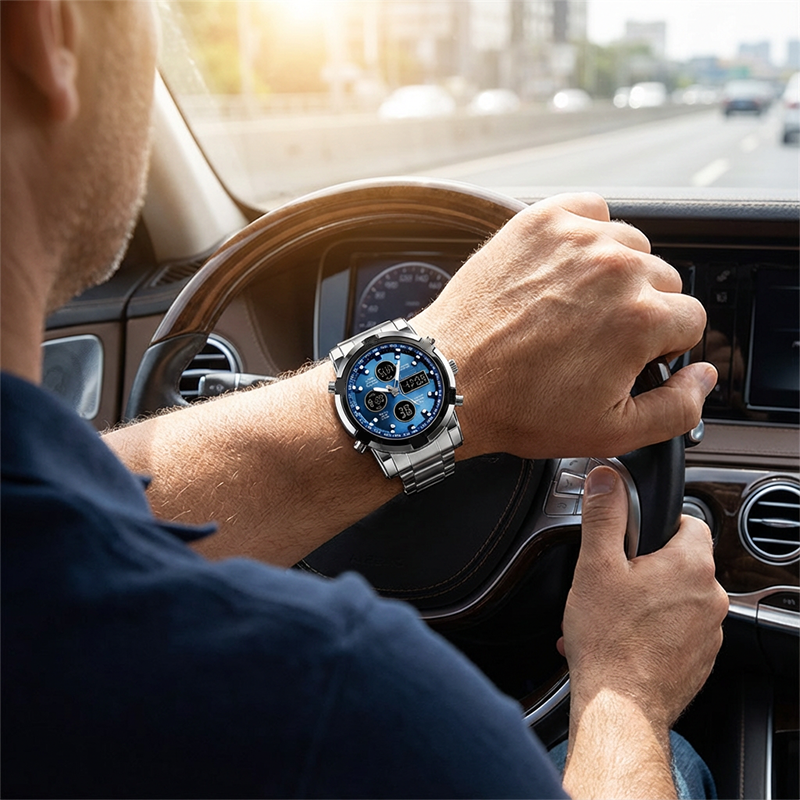 📢📢60% DE RÉDUCTION !! ⏰ Montre Analogique-Numérique Militaire Étanche pour Hommes – 48mm, Multifonction & Bracelet en Acier Inoxydable ! 🕰️💪