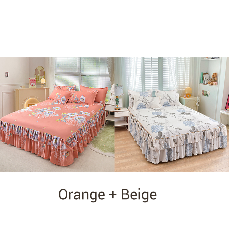 🔈🔈VENTE FLASH - 60 % DE RÉDUCTION⚡Ensemble de jupe de lit à volants 3 pièces🛏️