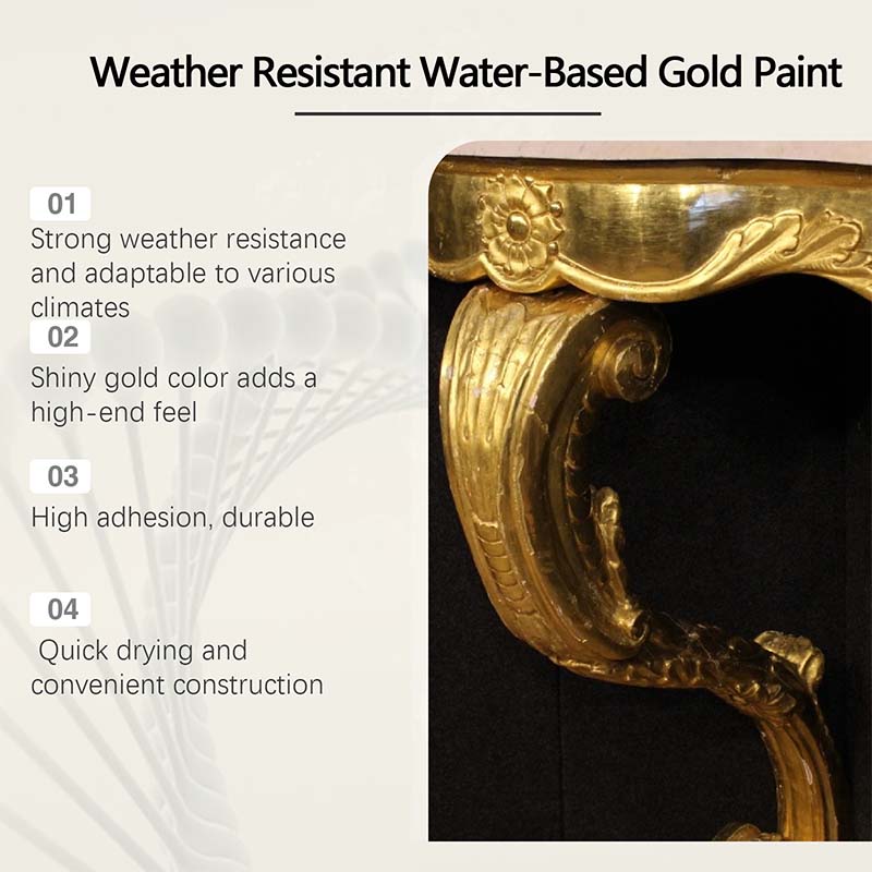 🎨🏡Kit de peinture effet feuille d'or – Peinture dorée métallisée à base d'eau, résistante aux intempéries, avec pinceau, idéale pour les meubles, la décoration et le bricolage d'extérieur