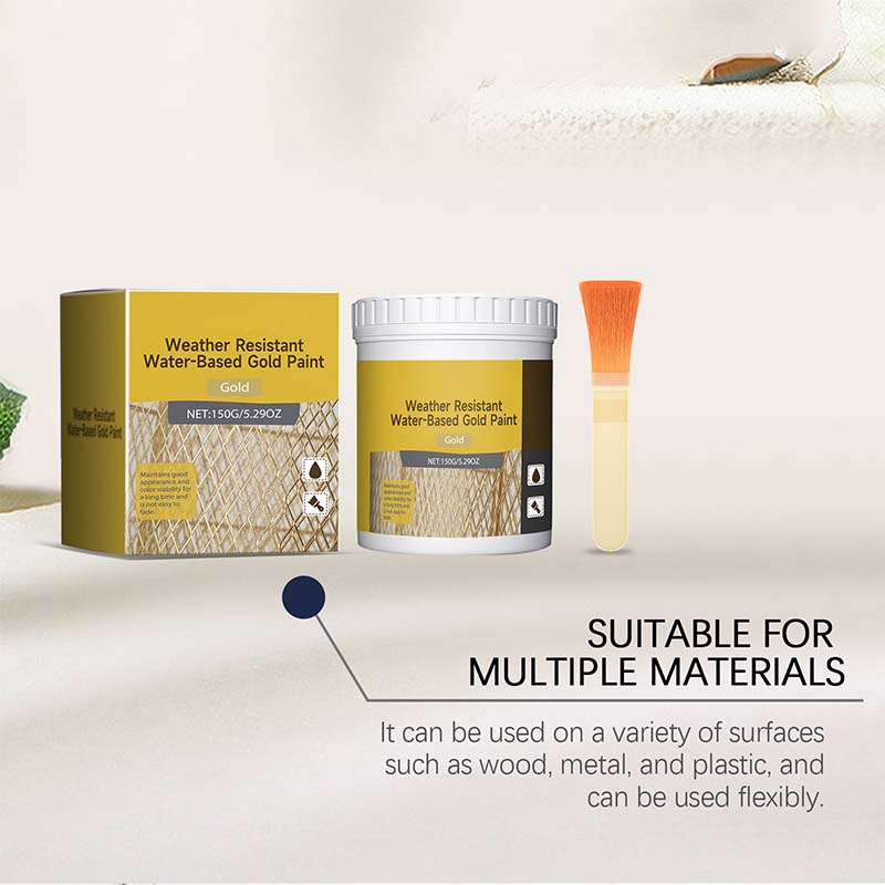🎨🏡Kit de peinture effet feuille d'or – Peinture dorée métallisée à base d'eau, résistante aux intempéries, avec pinceau, idéale pour les meubles, la décoration et le bricolage d'extérieur