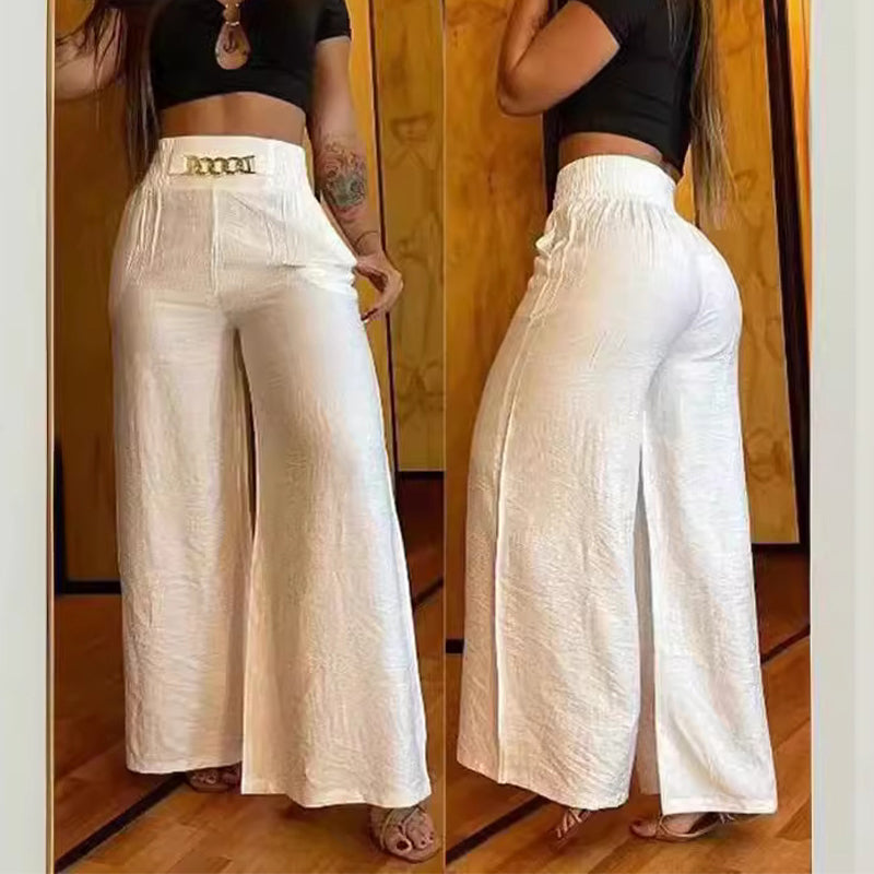 👖 60 % DE RÉDUCTION ! 💃 Pantalon femme – Taille haute, jambes larges, ceinture accentuée et style polyvalent ✨