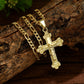 ✝️ 60% DE RÉDUCTION ! ✨ Collier Crucifix en Or – Motif INRI Détaillé, Chaîne Figaro Ajustable & Finition Éclatante 💛