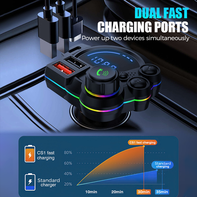 📻 50 % DE RÉDUCTION ! 🚗 Émetteur FM Bluetooth universel à double port – Musique sans fil, mains libres et double chargeur USB 🔌