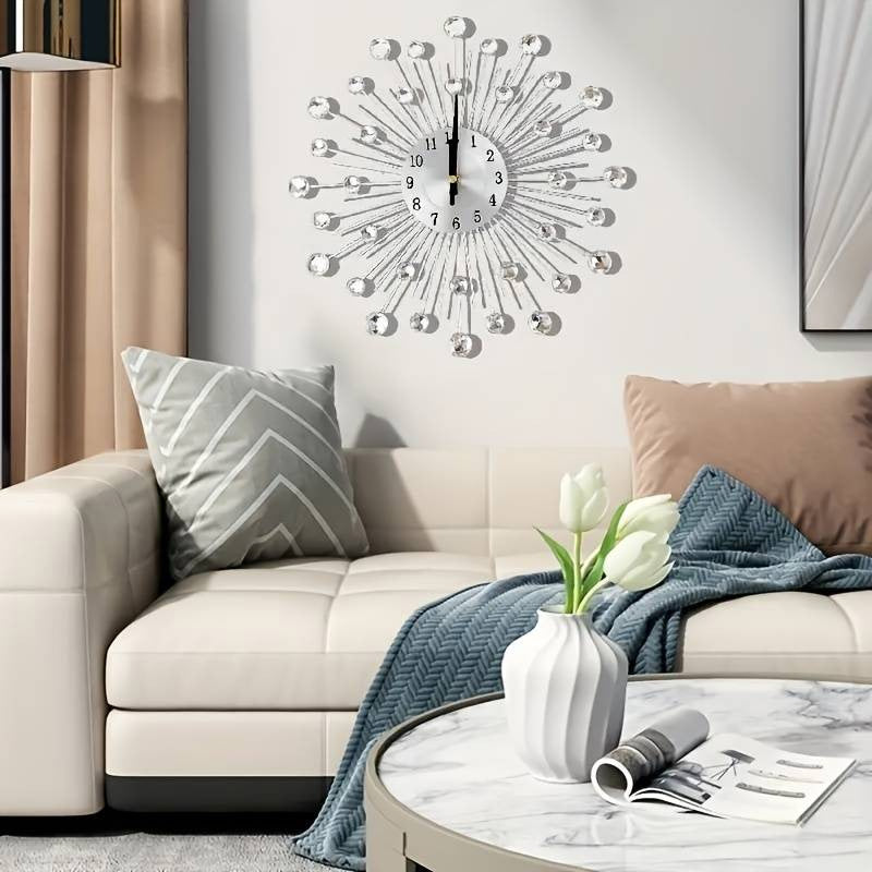 ✨60 % DE RÉDUCTION🕰️ Horloge murale créative en strass – Silencieuse, minimaliste et luxueuse pour le salon, la salle à manger et l'entrée ! 💎🏡