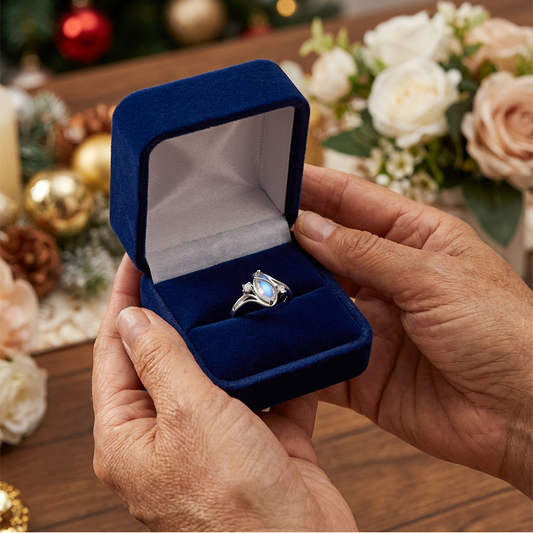 ✨💍60 % DE RÉDUCTION 🔥 Bague ovale géométrique en pierre de lune ornée de zirconiums cubiques – Mystique, étincelante et d'une élégance intemporelle ! 🌙✨