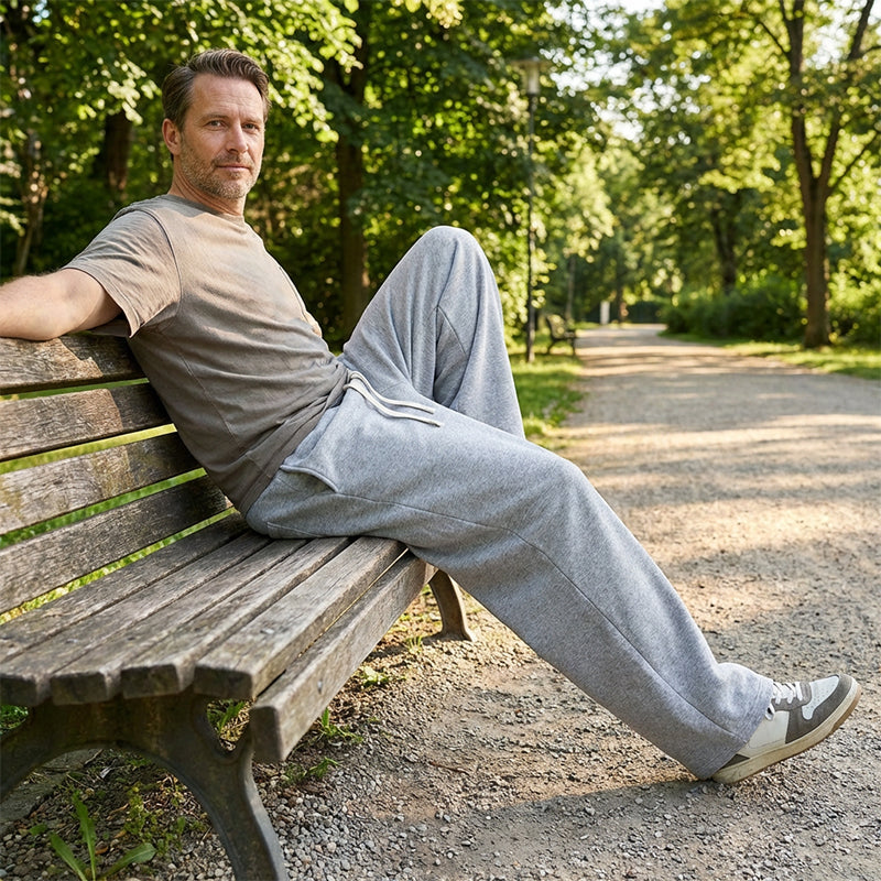 🩳 60 % DE RÉDUCTION ! 👖 Pantalon ample pour homme avec cordon de serrage - Tissu en coton confortable, poches et style décontracté pour tous les jours et le sport 🏃‍♂️