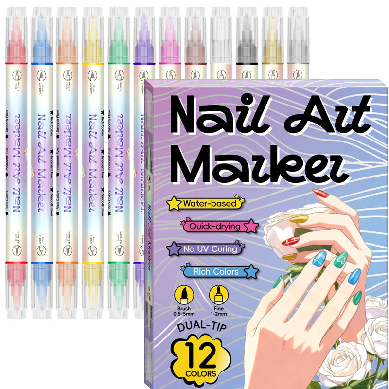 ✍️ 50 % DE RÉDUCTION ! 💅 Stylo de manucure avec pointe 2-en-1 – Lignes et détails précis – Idéal à la maison ou en déplacement – Un nail art soigné et professionnel sans effort ✨