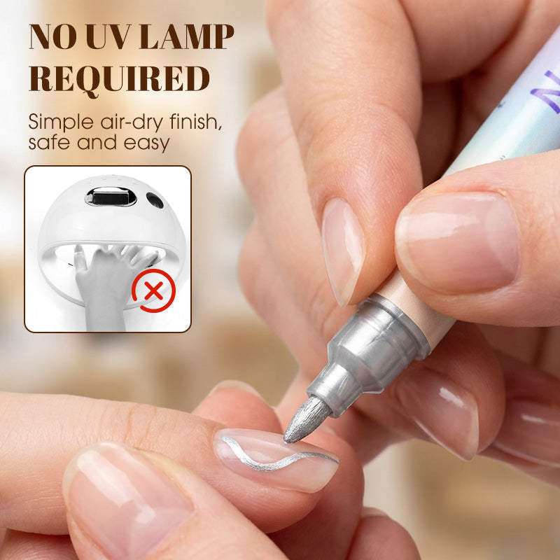 ✍️ 50 % DE RÉDUCTION ! 💅 Stylo de manucure avec pointe 2-en-1 – Lignes et détails précis – Idéal à la maison ou en déplacement – Un nail art soigné et professionnel sans effort ✨