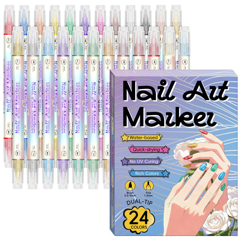 ✍️ 50 % DE RÉDUCTION ! 💅 Stylo de manucure avec pointe 2-en-1 – Lignes et détails précis – Idéal à la maison ou en déplacement – Un nail art soigné et professionnel sans effort ✨