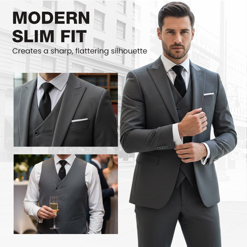 👔 60 % DE RÉDUCTION MAINTENANT ! 🕴️ Costume 3 pièces slim fit pour homme – Coupe ajustée, tissu haut de gamme et parfait pour les occasions formelles 🤵