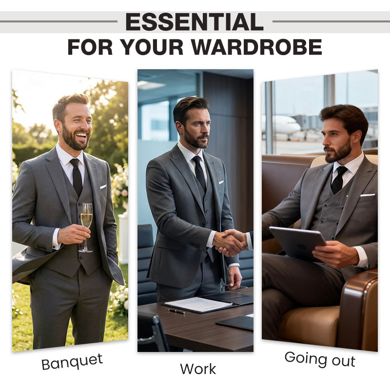 👔 60 % DE RÉDUCTION MAINTENANT ! 🕴️ Costume 3 pièces slim fit pour homme – Coupe ajustée, tissu haut de gamme et parfait pour les occasions formelles 🤵