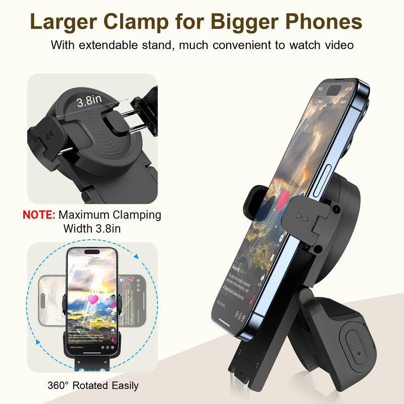 📸 Support multifonctionnel pour smartphone | Poignée anti-tremblement · Rotation à 180° pour passer du mode paysage au mode portrait · Se replie pour servir de support de bureau