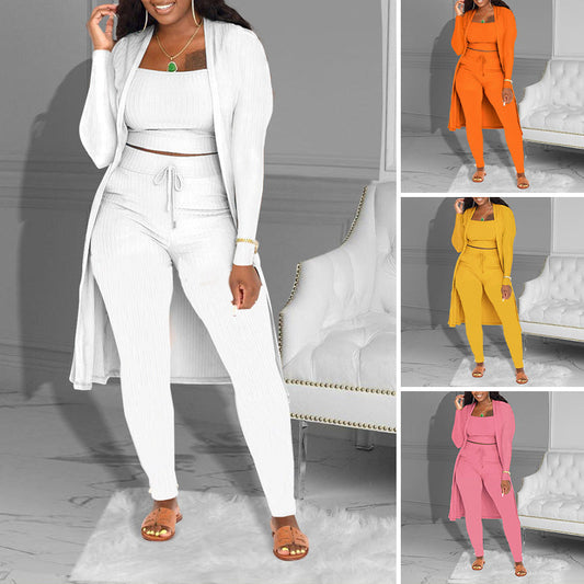 💃DERNIER JOUR DE SOLDES - 60 % DE RÉDUCTION 🔥Ensemble décontracté 3 pièces en maille : crop top, cardigan et pantalon💞