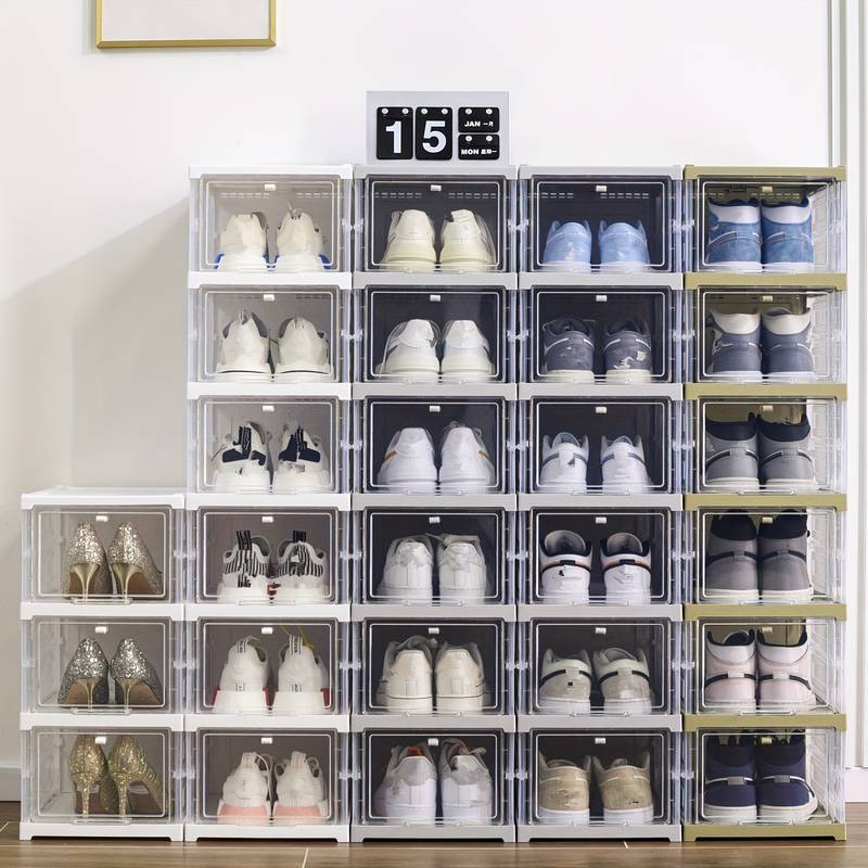 ✨ 50 % DE RÉDUCTION ! Boîte de rangement intégrée et renforcée pour chaussures – Pas besoin d'outils, empilable, protège les chaussures de la poussière. 👟📦