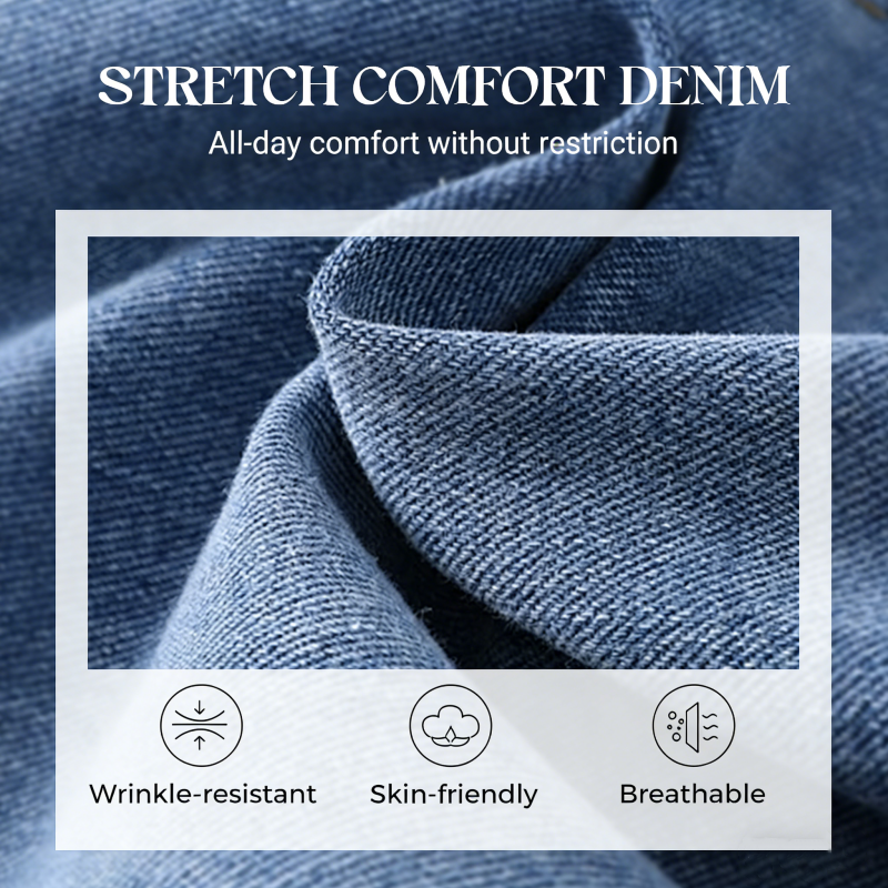 🔈🔈 NOUVEAUTÉS 2026 - MEILLEURES VENTES🔥👖Jean taille haute à jambes larges – facile à enfiler ! Les fentes latérales laissent passer l'air et vous gardent au frais. 🌸