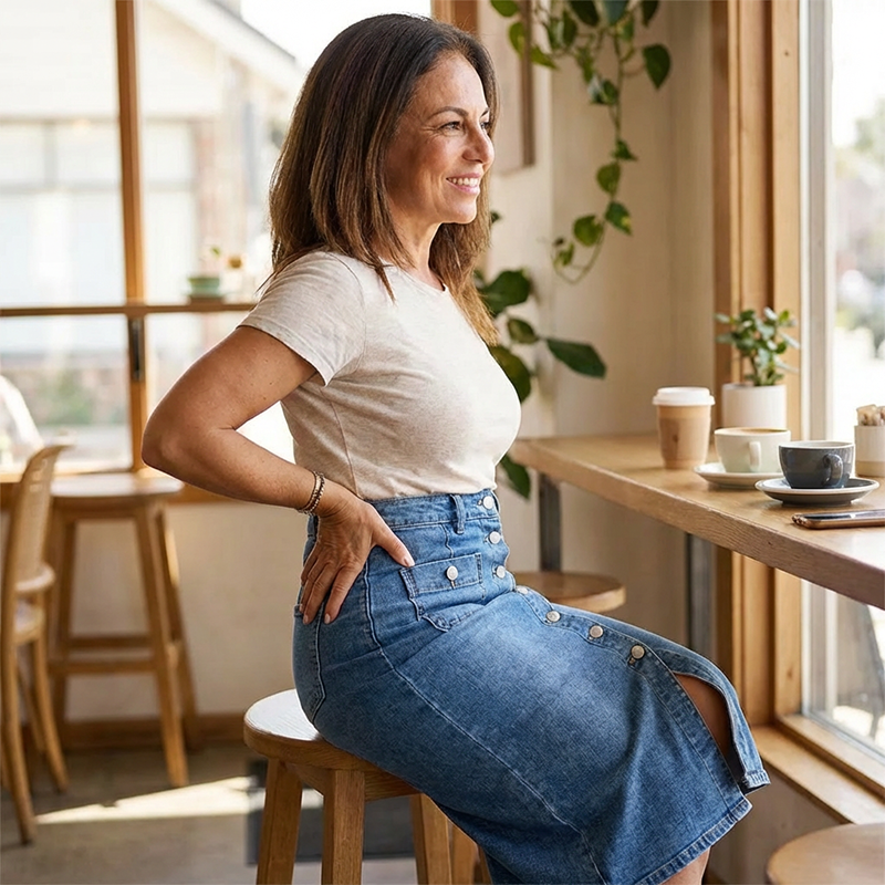 🔈🔈60 % DE RÉDUCTION MAINTENANT👗Jupe en jean taille haute boutonnée sur le devant