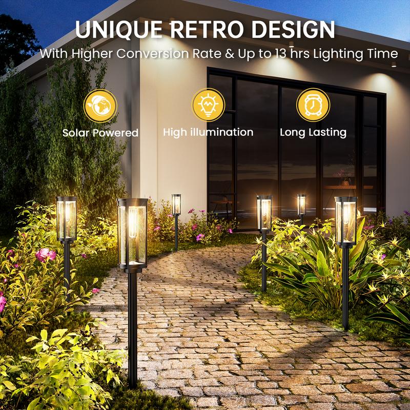 🔥OFFRE EXCEPTIONNELLE 2026🔥 Éclairage solaire de jardin – Design rétro, autonomie de 12 à 14 heures et étanchéité IP65