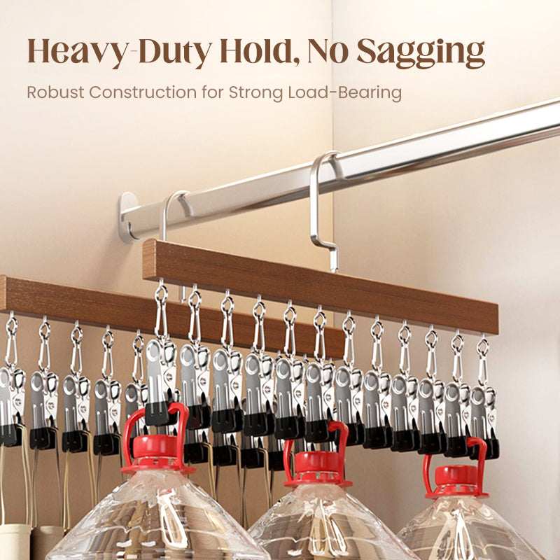 🔈🔈GRANDE SOLDES 2026 - 60 % DE RÉDUCTION🧺📎Organisateur de penderie pivotant à 360° avec crochets multiples