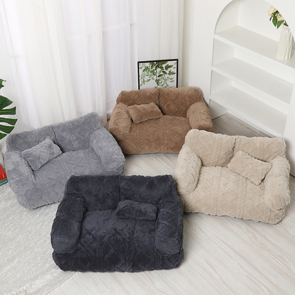 🐶🛋️ Canapé-lit apaisant et moelleux pour animaux de compagnie – Bord surélevé, housse amovible et fond antidérapant pour chats et chiens 🐾