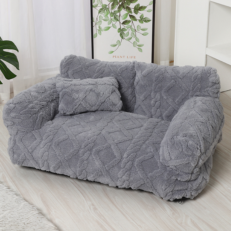 🐶🛋️ Canapé-lit apaisant et moelleux pour animaux de compagnie – Bord surélevé, housse amovible et fond antidérapant pour chats et chiens 🐾