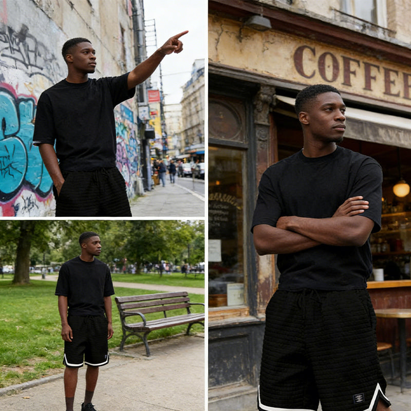 🔈🔈NOUVEAUTÉS 2026 - MEILLEURES VENTES🔥🩳Short de sport à cordon de serrage à la taille et ourlet rayé