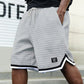 Drawstring Waist Sport Shorts with Striped Hem