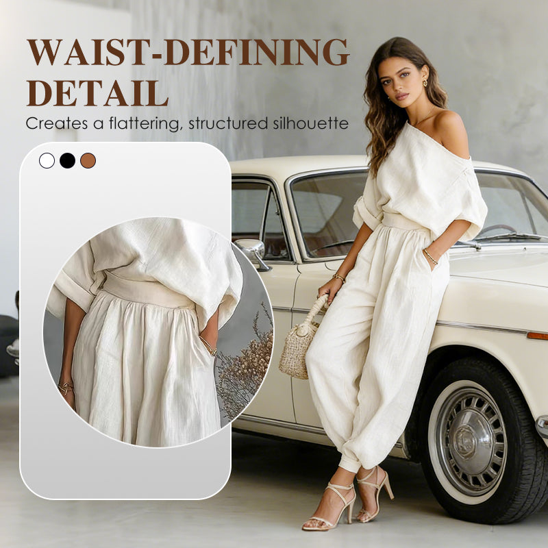 🎁NOUVEAUTÉ -60%💥Ensemble asymétrique haut à une épaule et pantalon pour femme