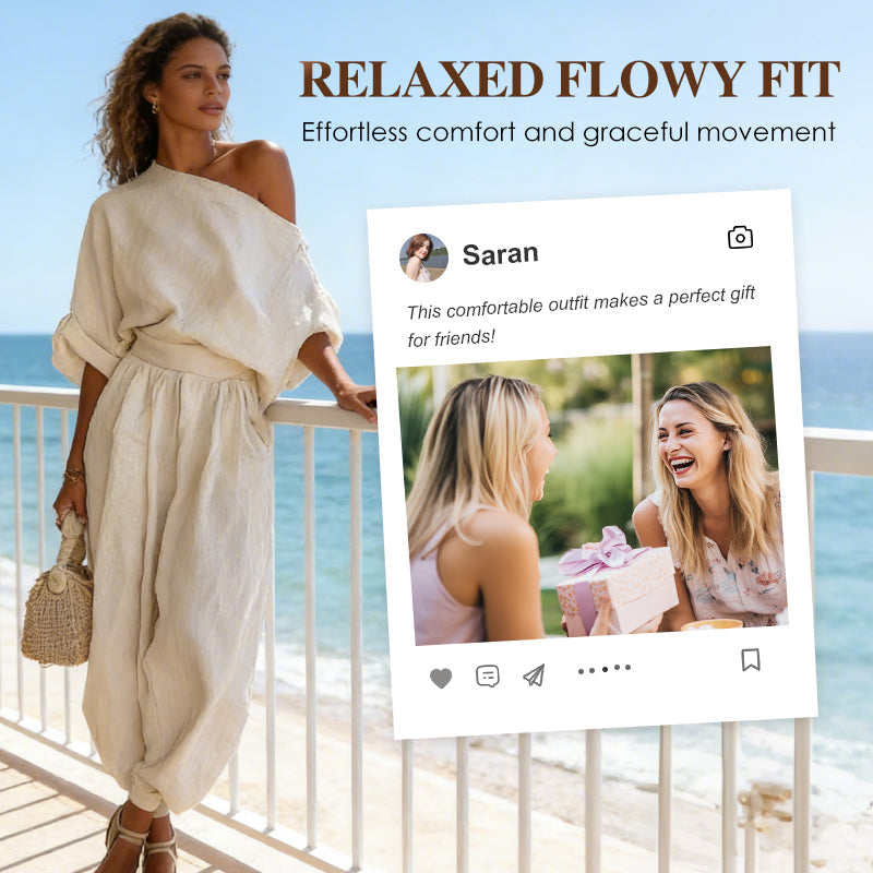 🎁NOUVEAUTÉ -60%💥Ensemble asymétrique haut à une épaule et pantalon pour femme