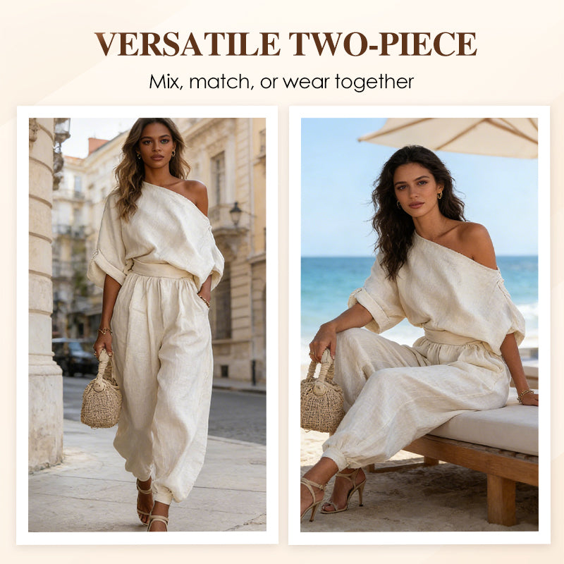 🎁NOUVEAUTÉ -60%💥Ensemble asymétrique haut à une épaule et pantalon pour femme