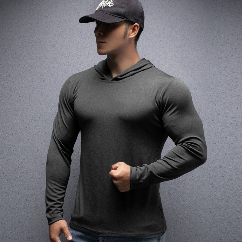 🔥NOUVEAU MODÈLE 2026 - 60 % DE RÉDUCTION 💪 Sweat à capuche de fitness à manches longues pour homme, coupe ajustée et extensible