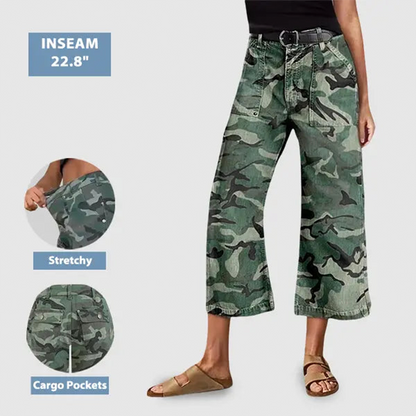 💎 60 % DE RÉDUCTION ! 💎 Pantalon court camouflage décontracté à jambes larges – Taille haute, coupe fluide et style urbain affirmé (S–3XL) 🌿👖
