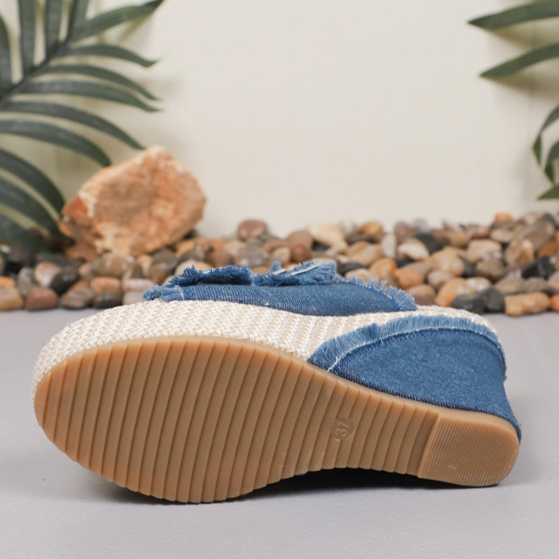 👡 SOLDES D'ÉTÉ 2026 🔥 Sandales compensées décontractées en jean pour femmes