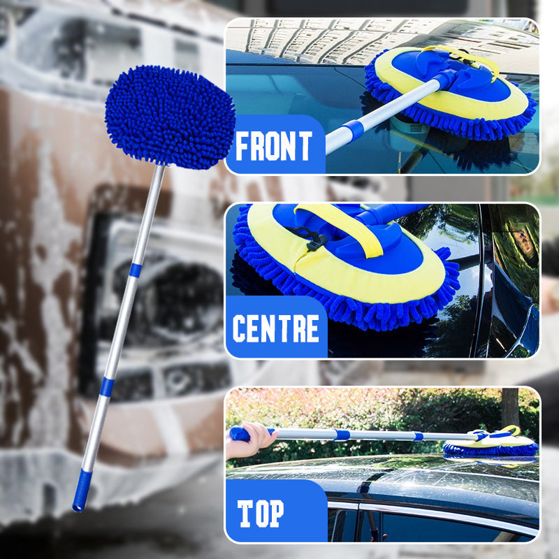🚗60 % DE RÉDUCTION MAINTENANT ! 🧽 Balai de lavage de voiture télescopique à long manche en aluminium durable – Microfibre douce, anti-rayures et longueur réglable ✨