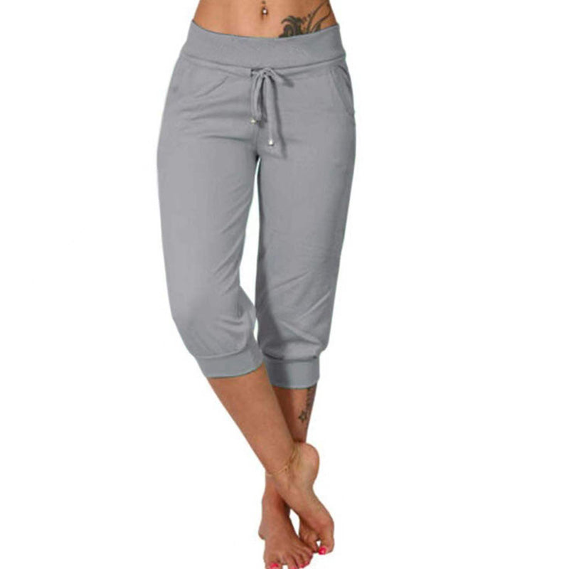 👖60 % DE RÉDUCTION ! 🔥Pantalon de survêtement court à taille élastiquée avec cordon de serrage – Polyester doux, longueur capri et poches latérales (6 couleurs, tailles S à 3XL) 👖🌸
