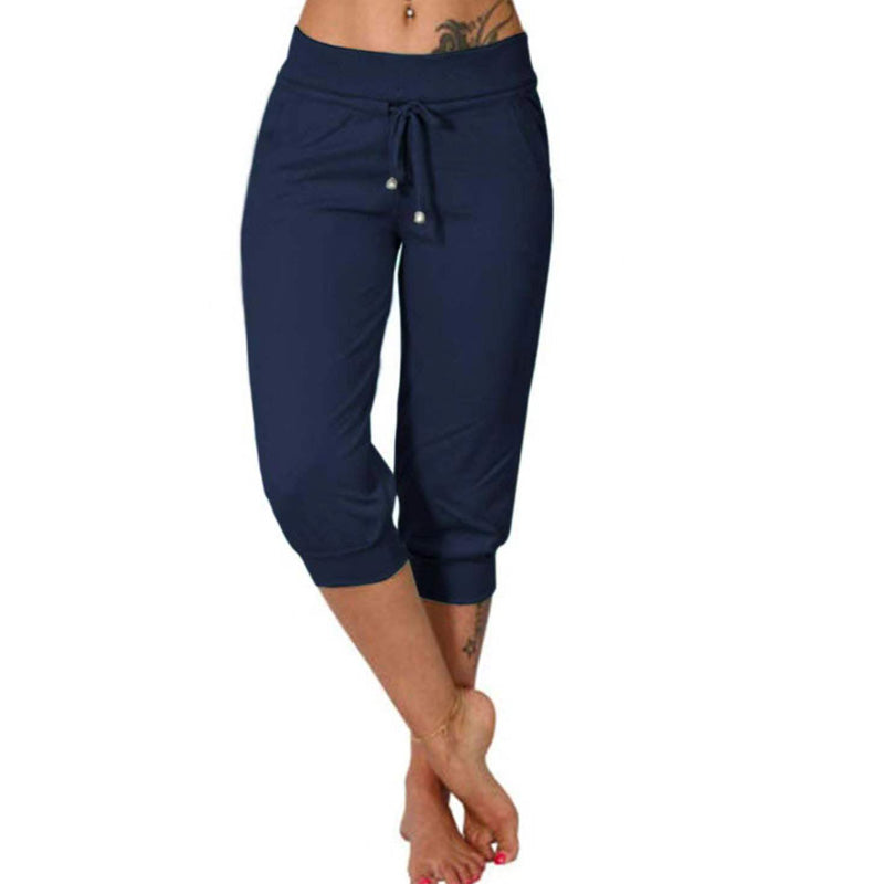 👖60 % DE RÉDUCTION ! 🔥Pantalon de survêtement court à taille élastiquée avec cordon de serrage – Polyester doux, longueur capri et poches latérales (6 couleurs, tailles S à 3XL) 👖🌸