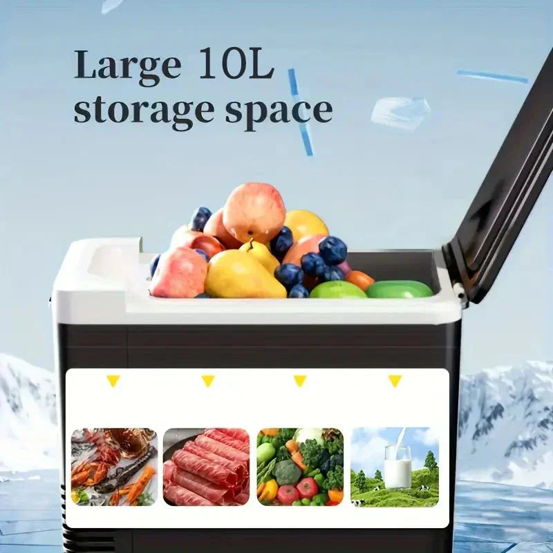 Glacière/chauffage portable pour voiture 🧊 Différence de température de 20 °C, refroidissement/chauffage puissant ♨️ Peut contenir 6 bouteilles d'eau + des en-cas 🍎 Fonctionnement silencieux à seulement 45 décibels 🔇