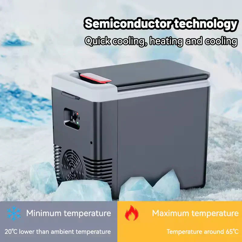 Glacière/chauffage portable pour voiture 🧊 Différence de température de 20 °C, refroidissement/chauffage puissant ♨️ Peut contenir 6 bouteilles d'eau + des en-cas 🍎 Fonctionnement silencieux à seulement 45 décibels 🔇
