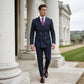 Costume homme à fines rayures 👔 Affine et allonge la silhouette, croisé avec revers pointus, coupe ajustée 💼 Idéal pour les affaires et les mariages 🏆