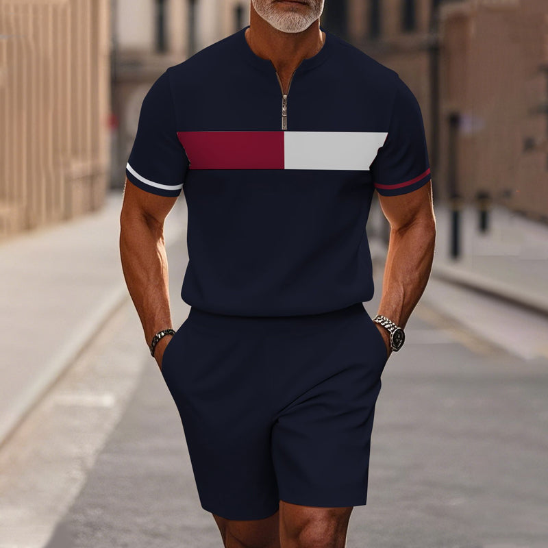 🔥60 % DE RÉDUCTION🔥Ensemble chemise et short à col zippé pour homme