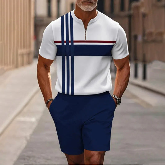 🔥60 % DE RÉDUCTION🔥Ensemble chemise et short à col zippé pour homme